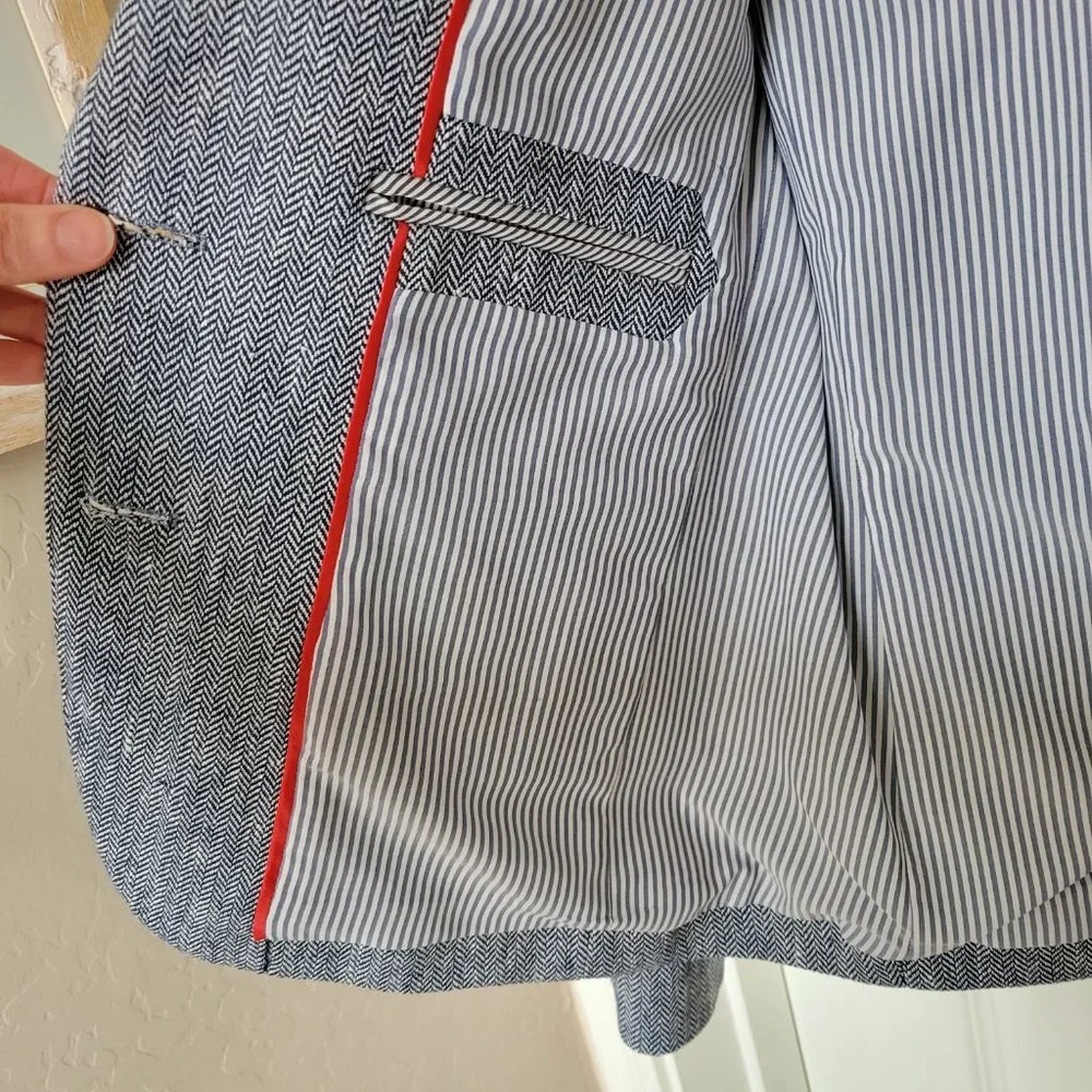 NWT J. Crew Dalton Blazer Italian Cotton/Linen Herringbone 0